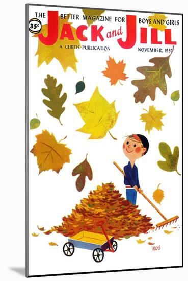 Raking Leaves - Jack and Jill, November 1957-RVS-Mounted Giclee Print