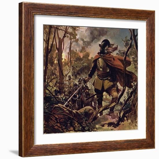 Raleigh Burned Down a Spanish Settlement in Revenge for the Death of His Son-Alberto Salinas-Framed Giclee Print