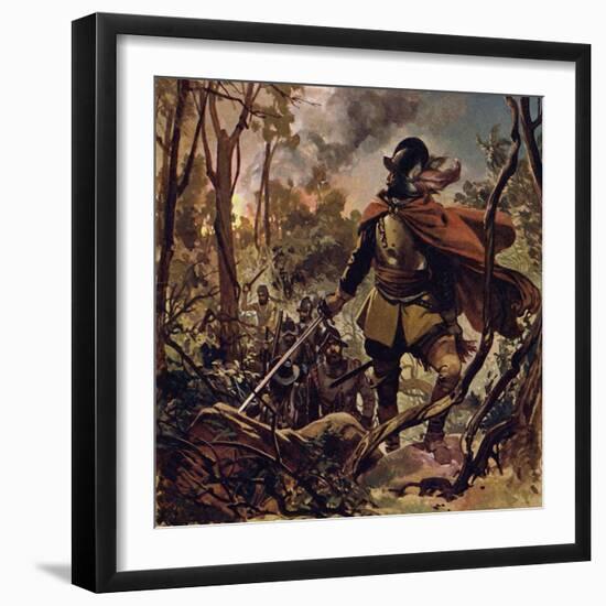 Raleigh Burned Down a Spanish Settlement in Revenge for the Death of His Son-Alberto Salinas-Framed Giclee Print