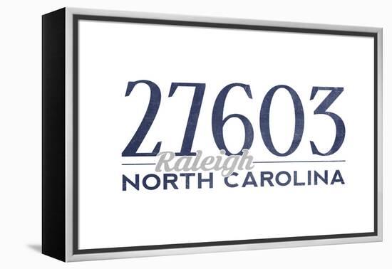 Raleigh, North Carolina - 27603 Zip Code (Blue)-Lantern Press-Framed Stretched Canvas