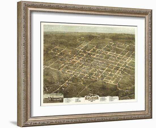 Raleigh, North Carolina - Panoramic Map-Lantern Press-Framed Art Print