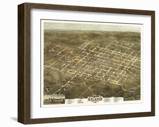 Raleigh, North Carolina - Panoramic Map-Lantern Press-Framed Art Print