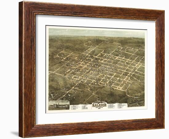 Raleigh, North Carolina - Panoramic Map-Lantern Press-Framed Art Print