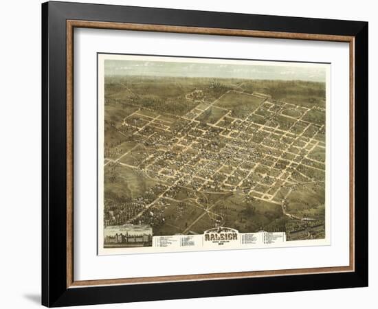 Raleigh, North Carolina - Panoramic Map-Lantern Press-Framed Art Print