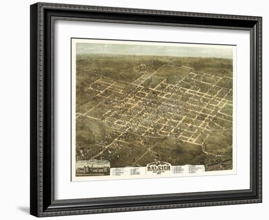 Raleigh, North Carolina - Panoramic Map-Lantern Press-Framed Art Print