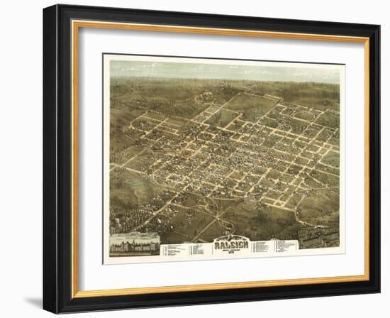 Raleigh, North Carolina - Panoramic Map-Lantern Press-Framed Art Print