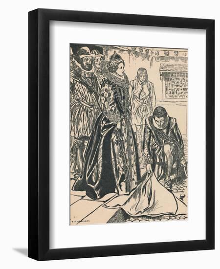 'Raleigh Spreads His Cloak Before Elizabeth', c1907-Unknown-Framed Giclee Print