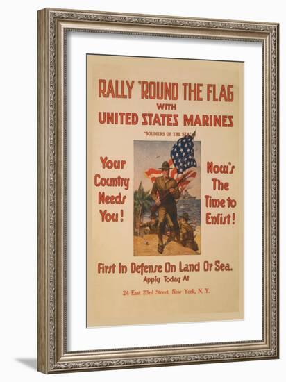 Rally 'Round the Flag with the United States Marines-Sidney Riesenberg-Framed Art Print