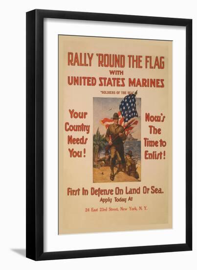 Rally 'Round the Flag with the United States Marines-Sidney Riesenberg-Framed Art Print