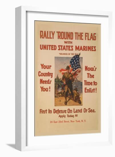 Rally 'Round the Flag with the United States Marines-Sidney Riesenberg-Framed Art Print