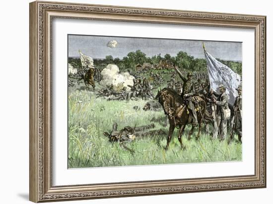 Rallying Confederate Troops under Bee, First Battle of Bull Run Battle, c.1861-null-Framed Giclee Print