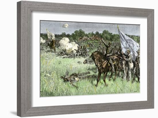 Rallying Confederate Troops under Bee, First Battle of Bull Run Battle, c.1861-null-Framed Giclee Print