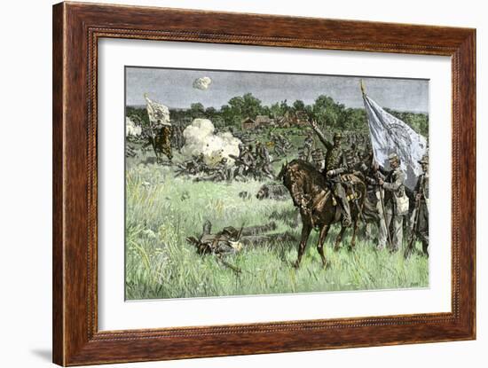 Rallying Confederate Troops under Bee, First Battle of Bull Run Battle, c.1861-null-Framed Giclee Print