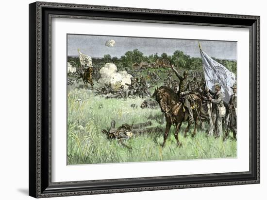 Rallying Confederate Troops under Bee, First Battle of Bull Run Battle, c.1861-null-Framed Giclee Print