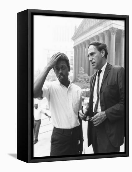 Ralph Featherstone of Sncc with Civil Rights Attorney, William Kunstler, Outside Federal Court-null-Framed Stretched Canvas