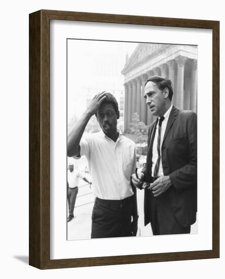 Ralph Featherstone of Sncc with Civil Rights Attorney, William Kunstler, Outside Federal Court-null-Framed Premium Photographic Print