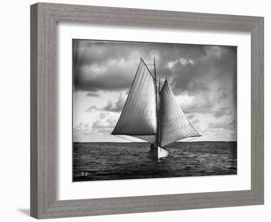 Ralph Monroe's Sharpie, the Kingfish, Sailing Wing-On-Wing, C.1890-null-Framed Photographic Print