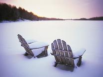Adirondack Chairs on Dock at Lake-Ralph Morsch-Premier Image Canvas