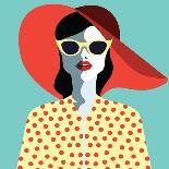 Beautiful Young Woman with Sunglasses and Hat, Retro Style. Pop Art. Summer Holiday. Vector Eps10 I-ralwel-Art Print