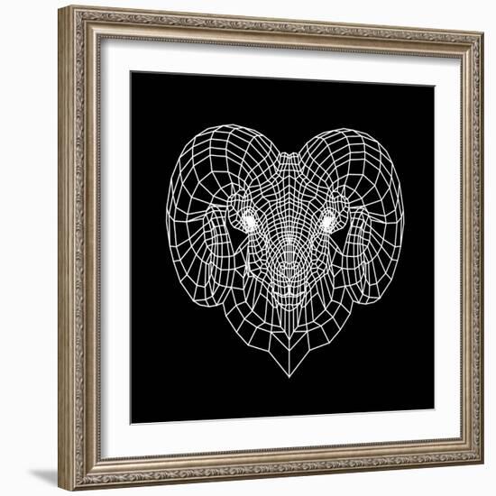 Ram Head Black Mesh-Lisa Kroll-Framed Art Print