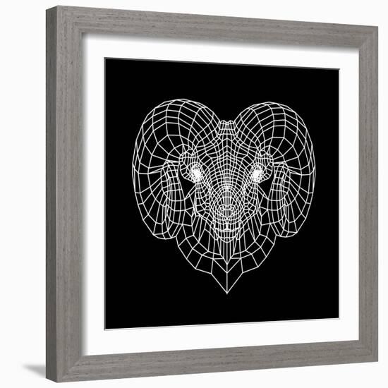 Ram Head Black Mesh-Lisa Kroll-Framed Art Print