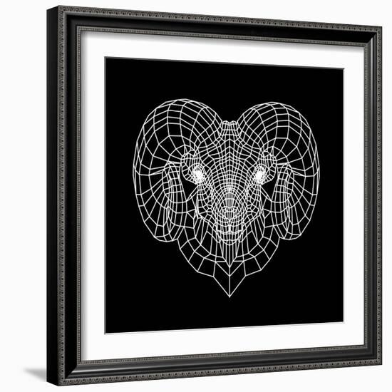 Ram Head Black Mesh-Lisa Kroll-Framed Art Print