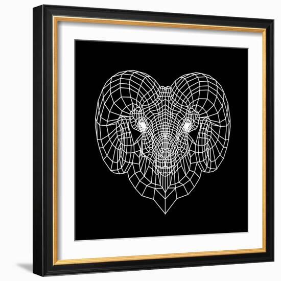 Ram Head Black Mesh-Lisa Kroll-Framed Art Print