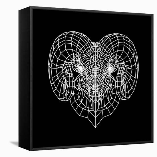 Ram Head Black Mesh-Lisa Kroll-Framed Stretched Canvas