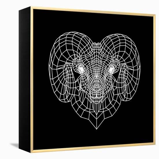 Ram Head Black Mesh-Lisa Kroll-Framed Stretched Canvas