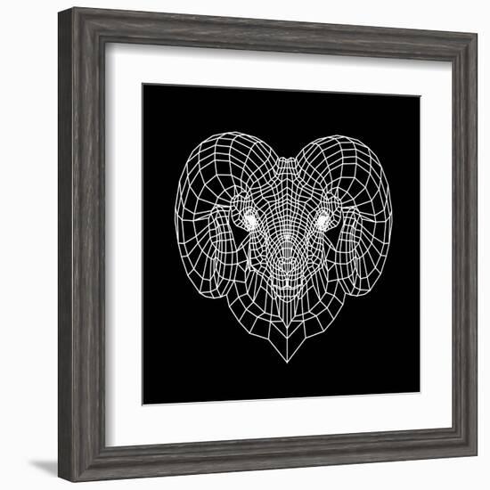Ram Head Black Mesh-Lisa Kroll-Framed Art Print