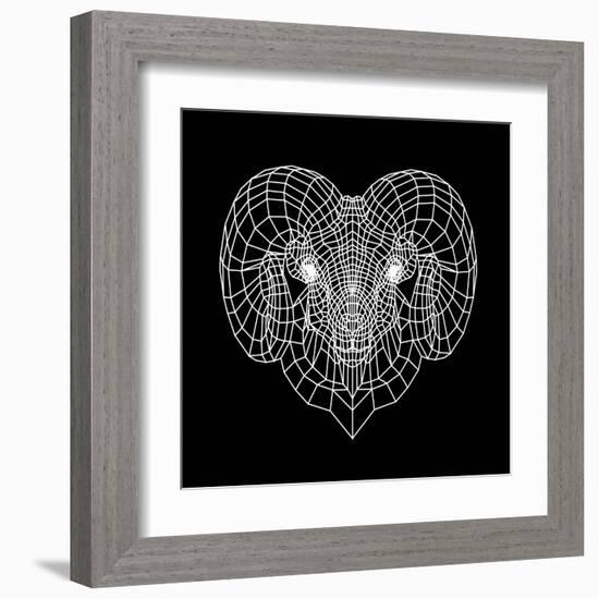 Ram Head Black Mesh-Lisa Kroll-Framed Art Print