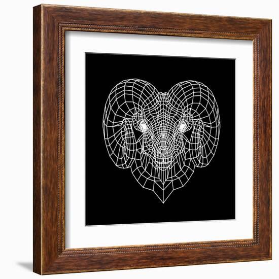 Ram Head Black Mesh-Lisa Kroll-Framed Art Print