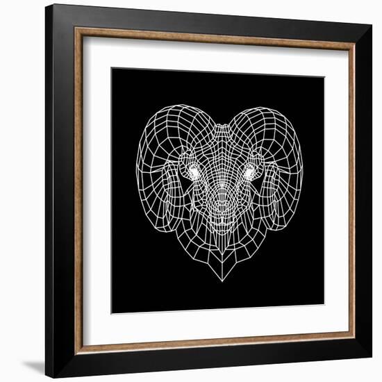 Ram Head Black Mesh-Lisa Kroll-Framed Art Print