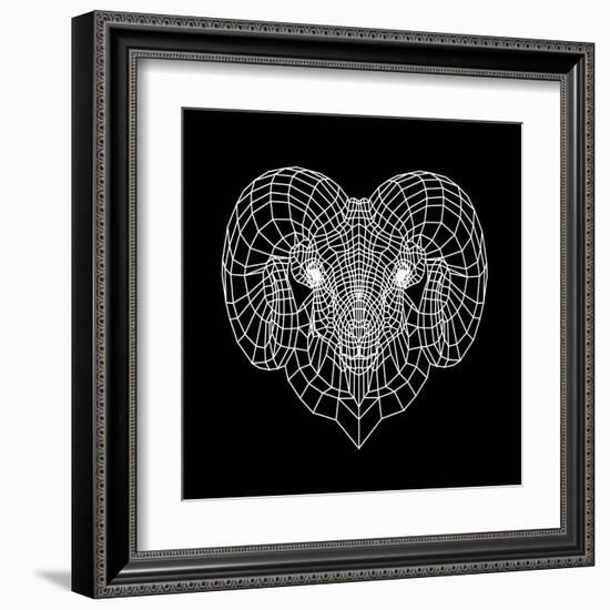 Ram Head Black Mesh-Lisa Kroll-Framed Art Print