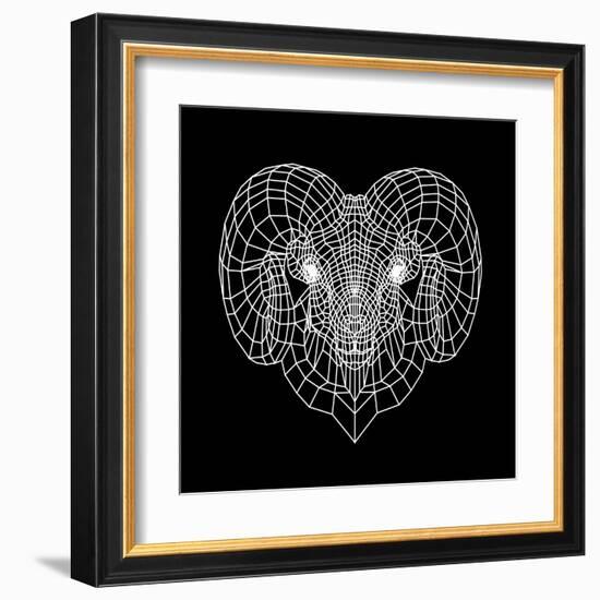 Ram Head Black Mesh-Lisa Kroll-Framed Art Print