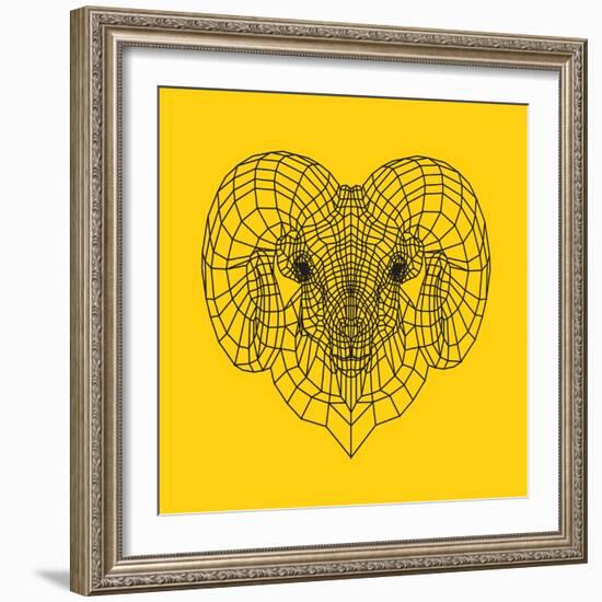 Ram Head Yellow Mesh-Lisa Kroll-Framed Art Print