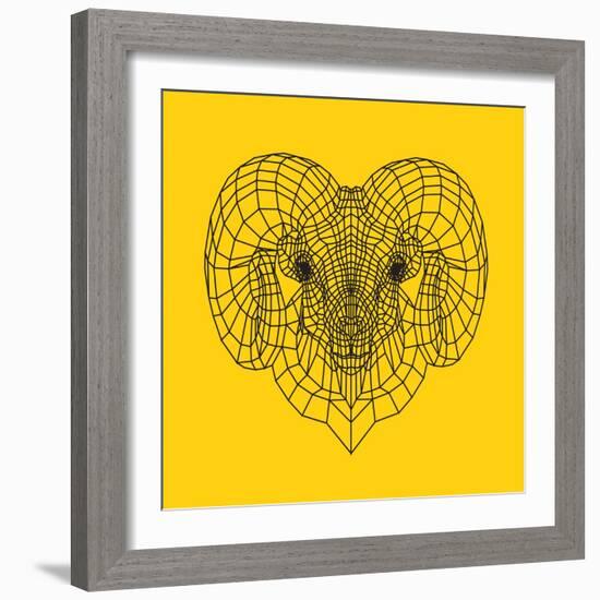 Ram Head Yellow Mesh-Lisa Kroll-Framed Art Print