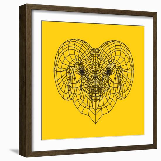 Ram Head Yellow Mesh-Lisa Kroll-Framed Art Print