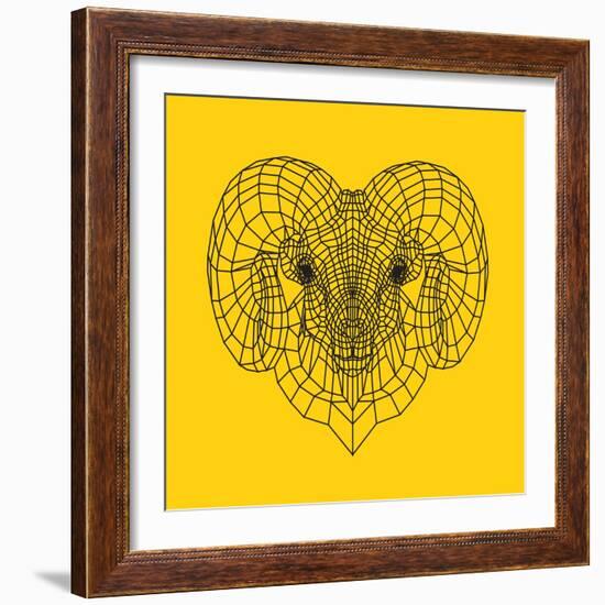 Ram Head Yellow Mesh-Lisa Kroll-Framed Art Print