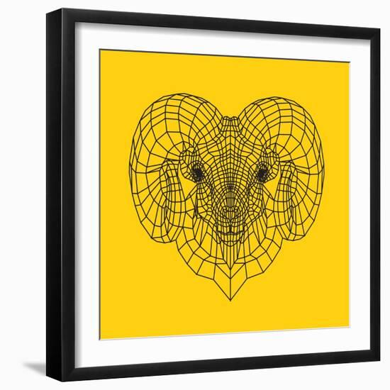 Ram Head Yellow Mesh-Lisa Kroll-Framed Art Print