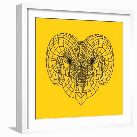 Ram Head Yellow Mesh-Lisa Kroll-Framed Art Print