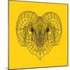 Ram Head Yellow Mesh-Lisa Kroll-Mounted Art Print