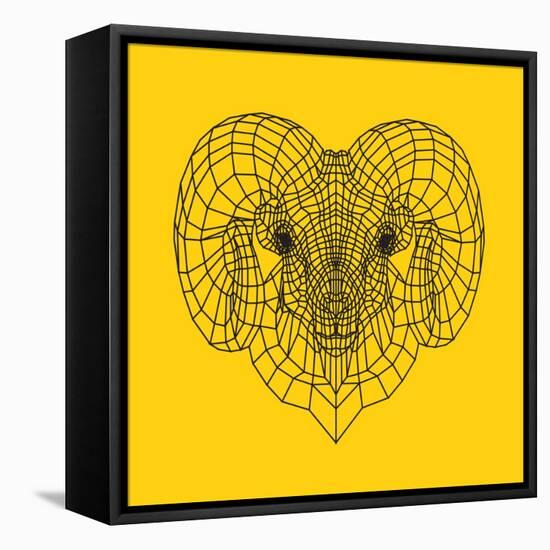 Ram Head Yellow Mesh-Lisa Kroll-Framed Stretched Canvas