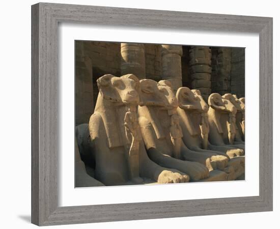 Ram-Headed Sphinxes of the Processional Avenue, at the Temple of Karnak, Thebes, Egypt-Richardson Rolf-Framed Photographic Print