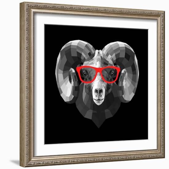 Ram in Red Glasses-Lisa Kroll-Framed Art Print