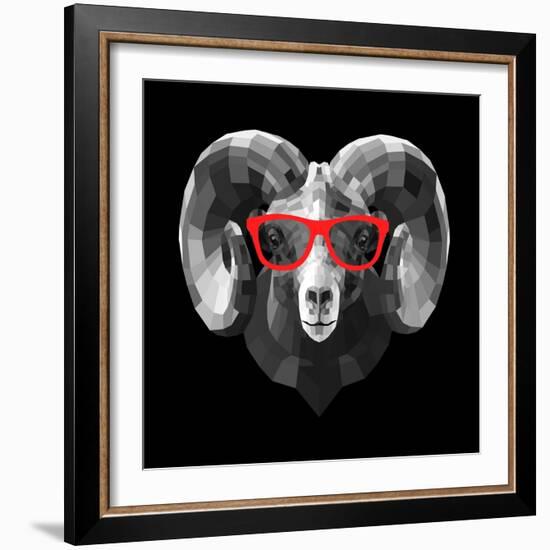 Ram in Red Glasses-Lisa Kroll-Framed Art Print