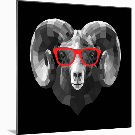 Ram in Red Glasses-Lisa Kroll-Mounted Art Print