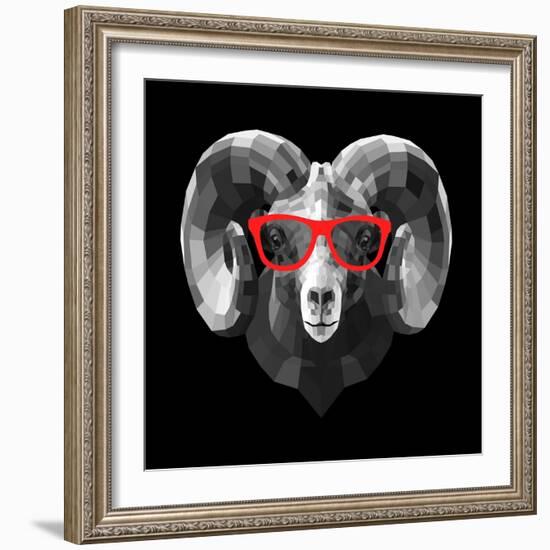 Ram in Red Glasses-Lisa Kroll-Framed Premium Giclee Print