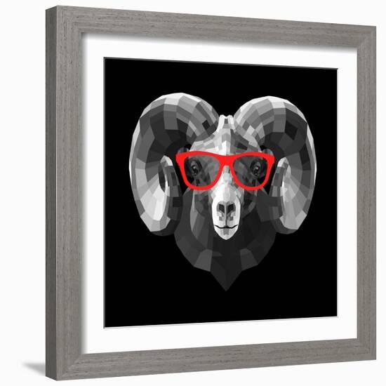 Ram in Red Glasses-Lisa Kroll-Framed Premium Giclee Print