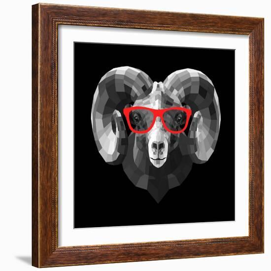 Ram in Red Glasses-Lisa Kroll-Framed Premium Giclee Print